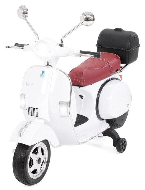 Elektrisk Motorcykel Barn Hvid Læder Komfortsæde Scooter